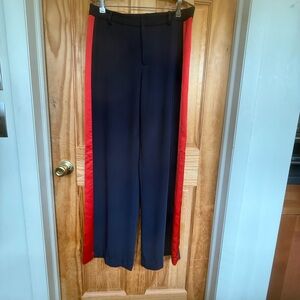 Ralph Lauren Navy Wide-Leg Pants with Red “Satin” Side Stripe